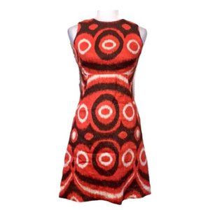 Tory Burch Linen Bold Print Metallic Shift Sheath Dress